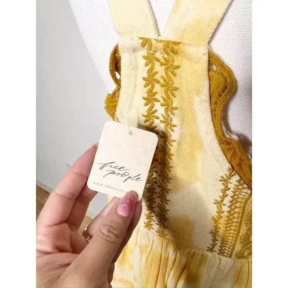 NWT Free People Bali Devon Skirtall Tie Dye Maxi Dress In Italian Straw Size XS - Picture 8 of 10